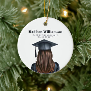 Personalised Modern Graduation Female Graduate Ceramic Ornament