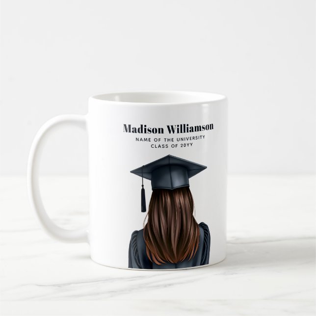 Personalised Modern Graduation Female Graduate Coffee Mug (Left)