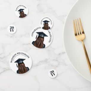 Personalised Modern Graduation Female Graduate Confetti