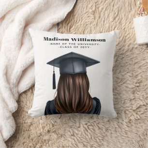 Personalised Modern Graduation Female Graduate Cushion