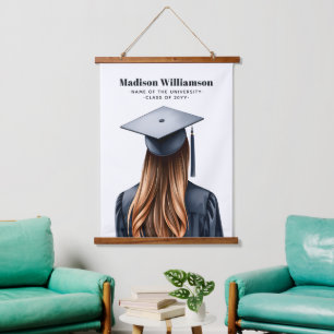 Personalised Modern Graduation Female Graduate Hanging Tapestry