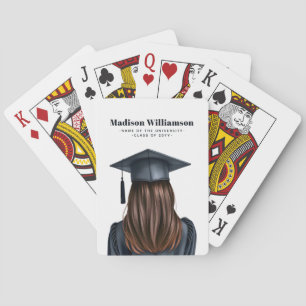 Personalised Modern Graduation Female Graduate Playing Cards