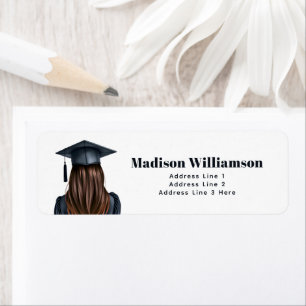 Personalised Modern Graduation Female Graduate Return Address Label