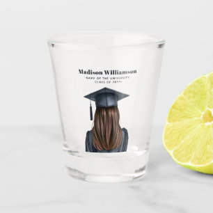 Personalised Modern Graduation Female Graduate Shot Glass