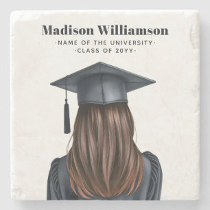 Personalised Modern Graduation Female Graduate Stone Coaster