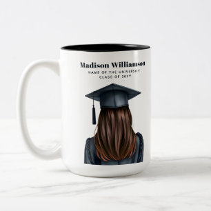 Personalised Modern Graduation Female Graduate Two-Tone Coffee Mug