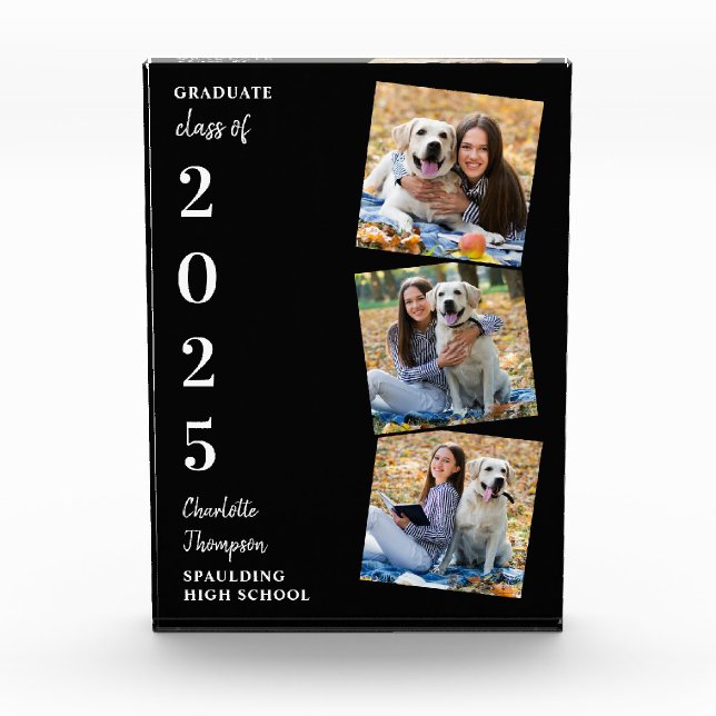Personalised Modern Graduation Keepsake Collage Photo Block (Front)