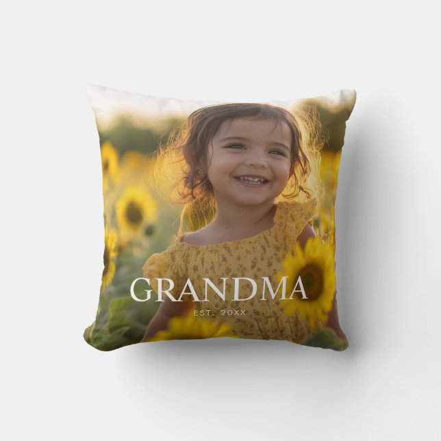 Personalised Modern Grandma Photo Cushion (Front)