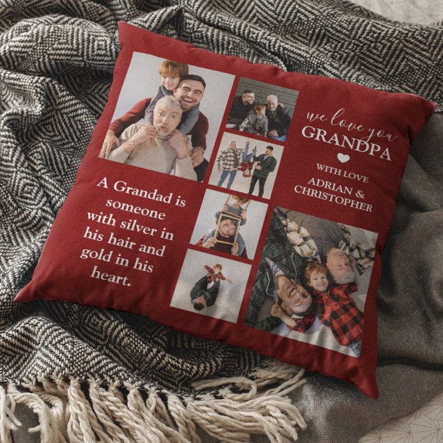 Personalised Modern Grandpa | 6 Photo Cushion (Creator Uploaded)