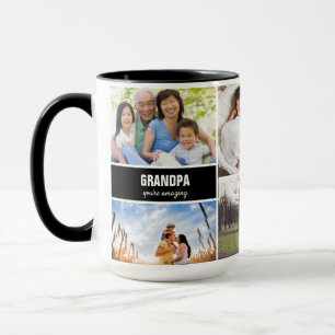 Personalised modern Grandpa Photo Collage text  Mug