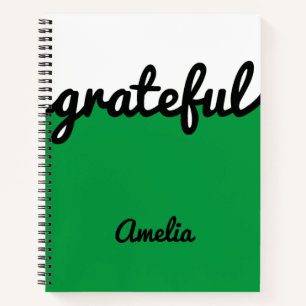 Personalised Modern Green Black and White Notebook
