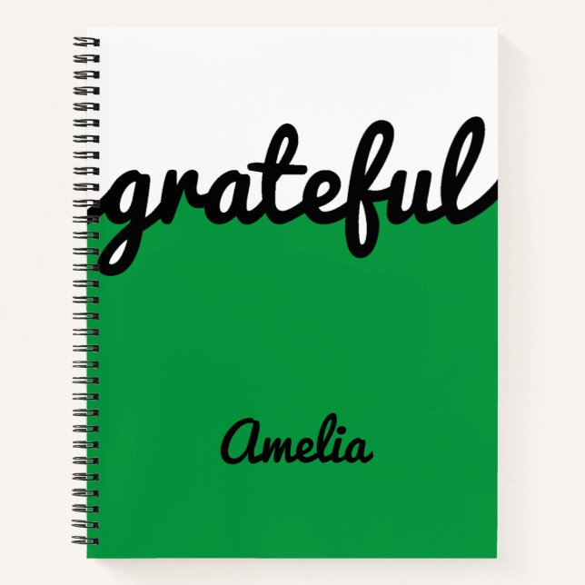 Personalised Modern Green Black and White Notebook (Front)