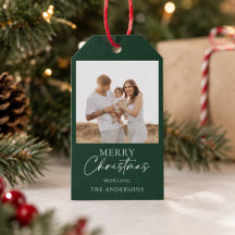 Personalised Modern Green Family Photo Christmas