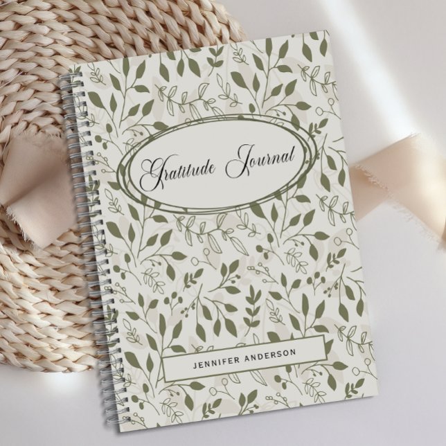 Personalised Modern Green Leaf Gratitude Journal  (Creator Uploaded)