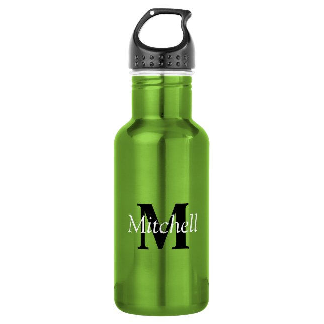 Personalised Modern Green Monogram  532 Ml Water Bottle (Front)