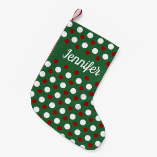 Personalised Modern Green Red Pattern Small Christmas Stocking