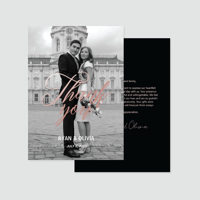 Personalised Modern Grey and Rose Gold Wedding Thank You Card (Creator Uploaded)