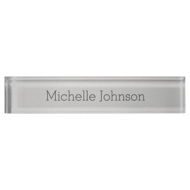 Personalised Modern Grey Grainy Texture Nameplate (Front)