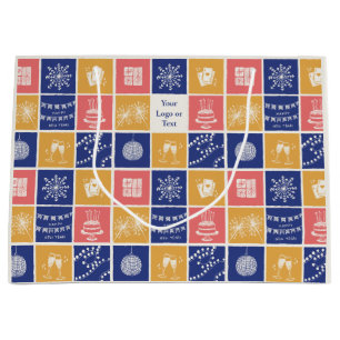 Personalised Modern Hand-Drawn Colourful New Year Large Gift Bag