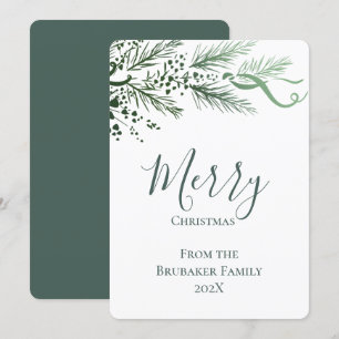 Personalised Modern Hand Drawn Pine Christmas Holiday Card