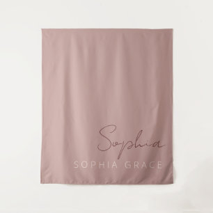 Personalised Modern Handwritten Script Dusty Pink Tapestry