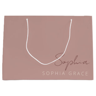 Personalised Modern Handwritten Script Dusty Rose Large Gift Bag