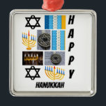 Personalised Modern Hanukkah 9  Photo Collage   Metal Ornament<br><div class="desc">Personalised Modern Hanukkah 9  Photo Collage. Make a unique product by using your own photos and Text.</div>