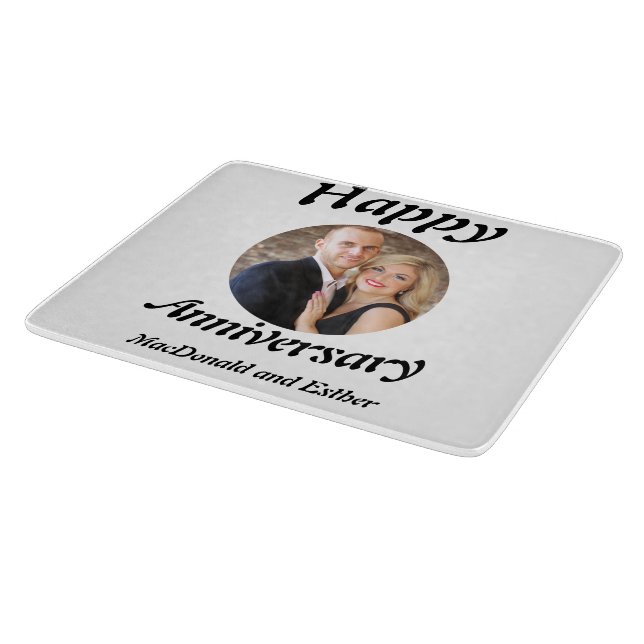 Personalised Modern Happy Anniversary photo  Cutting Board (Corner)
