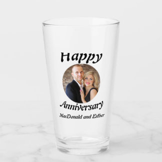 Personalised Modern Happy Anniversary photo Glass