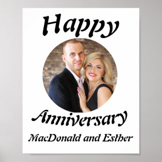 Personalised Modern Happy Anniversary photo Poster