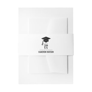 Personalised Modern Hat and Tassel Graduation Invitation Belly Band