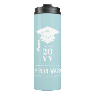 Personalised Modern Hat and Tassel Graduation Thermal Tumbler