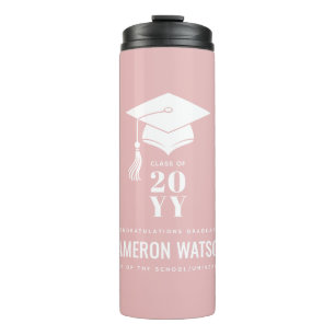 Personalised Modern Hat and Tassel Graduation Thermal Tumbler