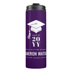 Personalised Modern Hat and Tassel Graduation Thermal Tumbler