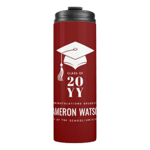Personalised Modern Hat and Tassel Graduation Thermal Tumbler