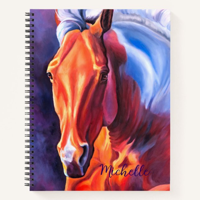 Personalised Modern Horse Art Spiral Notebook (Front)