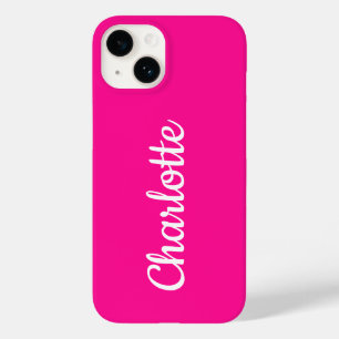 Personalised Modern Hot Pink and White Case-Mate iPhone 14 Case