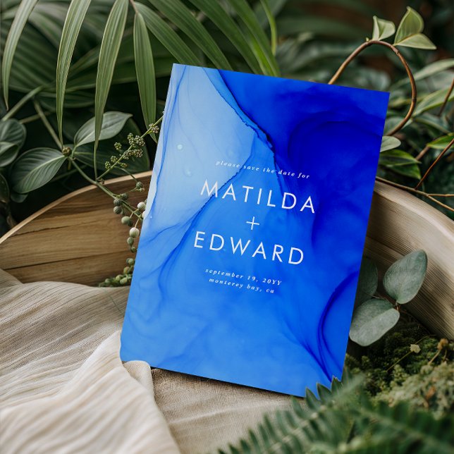 Personalised Modern Ink Bold Navy Blue Wedding  Invitation (Creator Uploaded)