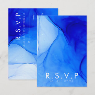 Personalised Modern Ink Wedding Bold Blue Abstract Enclosure Card