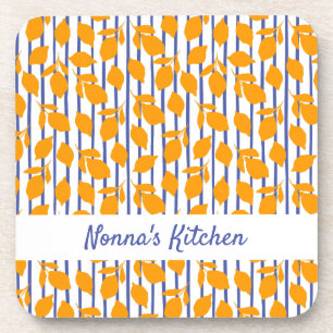 Personalised Modern Italian kitchen Lemons Coaster