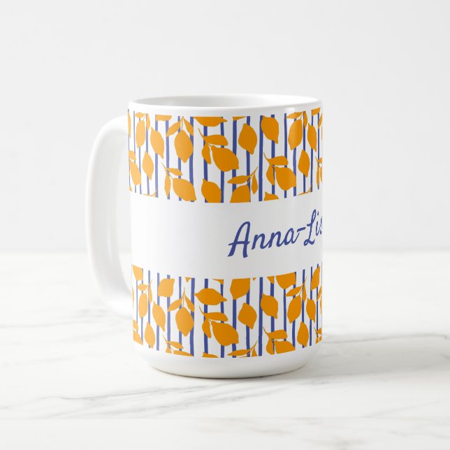 Personalised Modern Italian kitchen Lemons Coffee Mug (Front Left)