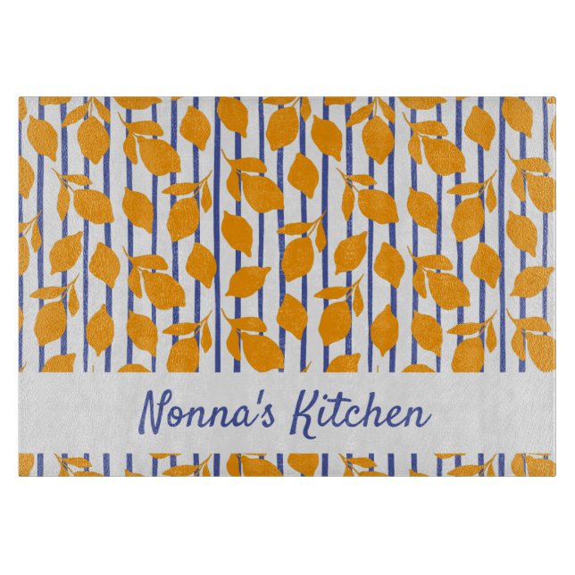 Personalised Modern Italian kitchen Lemons Cutting Board (Front)