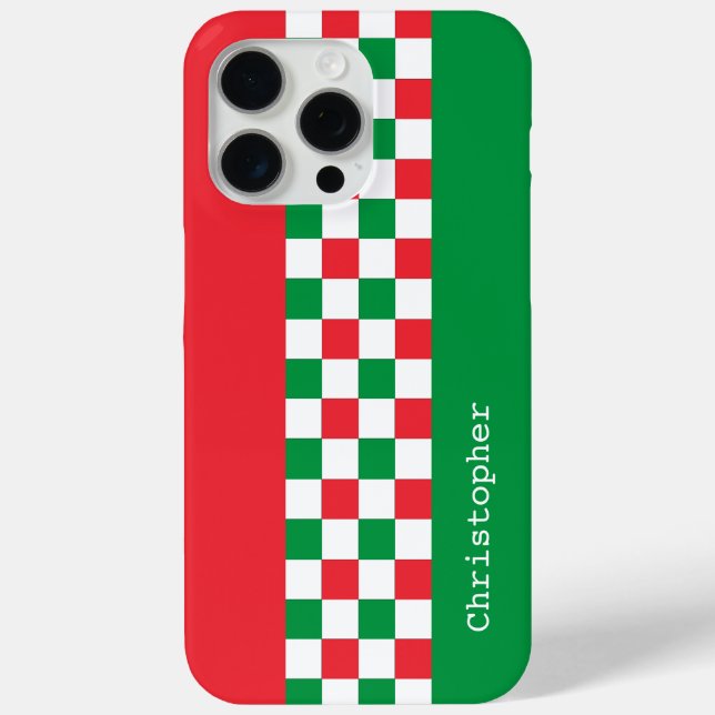 Personalised Modern Italian Racing Checks Case-Mate iPhone Case (Back)