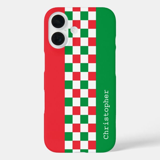 Personalised Modern Italian Racing Checks Case-Mate iPhone Case (Back)
