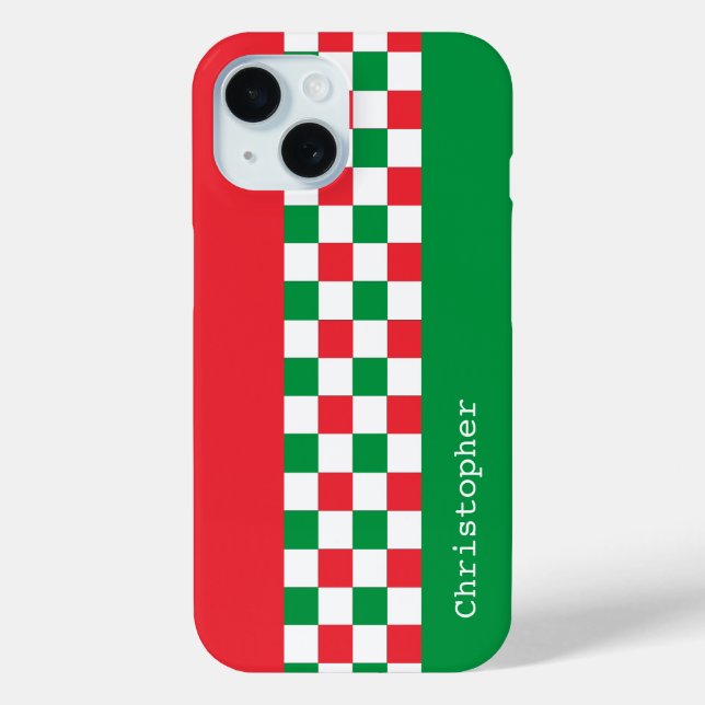 Personalised Modern Italian Racing Checks Case-Mate iPhone Case (Back)