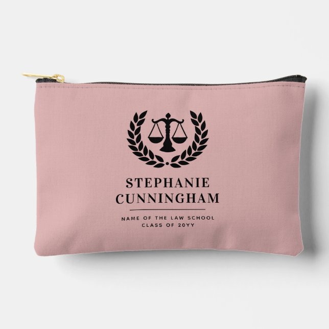Personalised Modern Law School Graduation Accessory Pouch (Front)