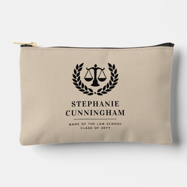 Personalised Modern Law School Graduation Accessory Pouch (Front)