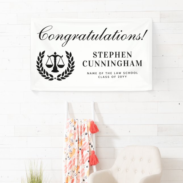Personalised Modern Law School Graduation Banner (Insitu)
