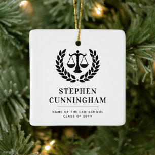 Personalised Modern Law School Graduation Ceramic Ornament