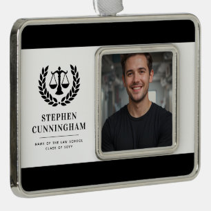 Personalised Modern Law School Graduation Christma Silver Plated Framed Ornament